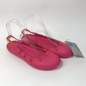 Crocs Springi Slingback Pink Rubber Ballet Flats